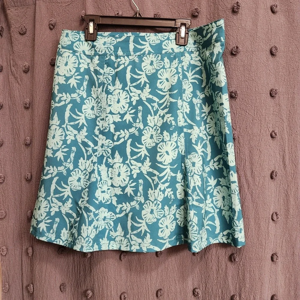 RIPSKIRT Swim Skirt Cover-up Womens Medium Hibiscus Green Floral Hawaiian Mini